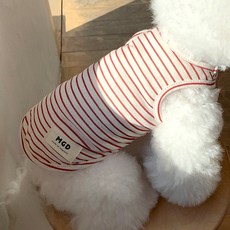 MAGDOG Morning 亞麻條紋無袖T恤, 紅色