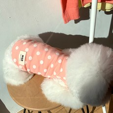 MAGDOG 棉花糖圓點無袖T恤, 粉紅色