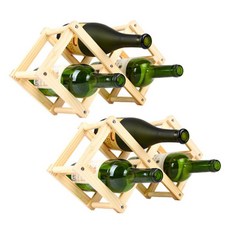 賈斯汀可折疊多功能木質紅酒架 2瓶裝, 米色, 2個