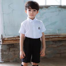 JACKID 男童側邊口袋短袖襯衫+西裝短褲