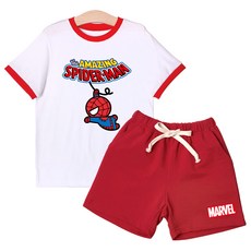 뉴욕꼬맹이 아동용 통기성 P016 배색 시보리 반팔 상하바지세트