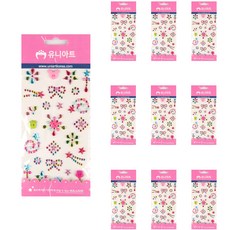 Uniart 珠飾貼紙 39號, 10個, 混合顏色