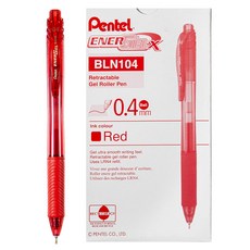 Pentel 飛龍文具 ENERGEL BLN104BX 0.4mm, 紅色, 12個
