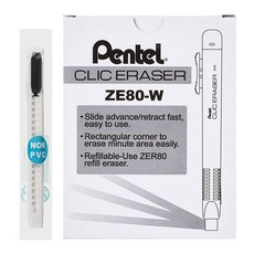 Pentel 飛龍文具 按壓式橡皮擦 ZE80-W, 混合顏色, 12入