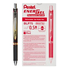 Pentel 飛龍文具 ENERGEL ENERGEL PERMANENT 0.5mm BLP75-B, Red, 12入