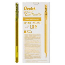 Pentel 飛龍文具 凝膠鋼珠筆 1.0mm K110-DX 12入, 金色