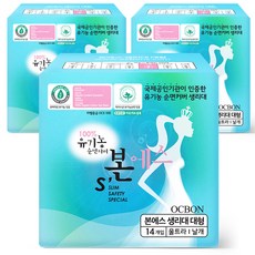 유기농본 에스 울트라슬림 날개형 생리대, 대형, 14개입, 3개