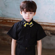 JACKID 男童素色短袖襯衫+西裝短褲
