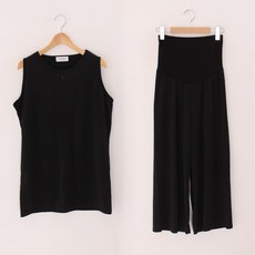 Momsketch 素色哺乳無袖背心+彈性寬褲套裝