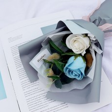 Bluehen 仿真雙朵玫瑰花束, 藍色