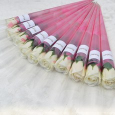 블뤼엔 비누꽃 한송이장미 10p + 핑크영문포장지 10p, 연노랑, 1개