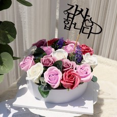 Bluehen 人造花玫瑰花蛋糕 (大) + 感謝您蛋糕插牌, 紫色