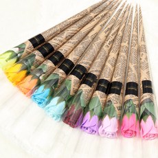 Bluehen 人造單枝玫瑰 10入 + 英文牛皮紙 10入, 混合色, 1個