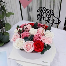 Blüehen 人造花玫瑰蛋糕架+我愛你禮帽, 紅色的