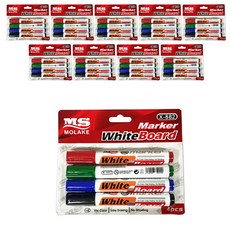 Bluemato 白板筆 4色組 BMS002, 黑色, 藍色, 綠色, 紅色, 10套