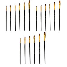 Bluemato GIO 水彩畫斜角扁平筆 黑色 小型 6入 WCB002, 2號, 4號, 6號, 8號, 10號, 12號, 3套