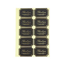 E Home Baking 感謝貼紙 燙金邊框 10入, 黑色, 18入