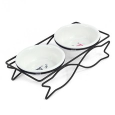 陶瓷魚形寵物碗組 小 雙口 TJ26Y, 混合顏色, 1套