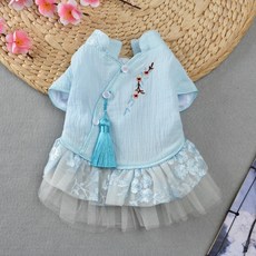 ZEZEPET 中國風梅花刺繡寵物服飾 G501PDFC024, 藍色