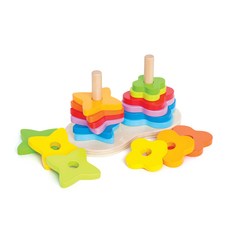 Hape 花朵與星星套環疊疊樂, 混合顏色, 1套