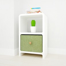 큐빅스 2 협탁 2130DL + 바구니 vin2-32, 협탁(화이트), 바구니(그린), 1개