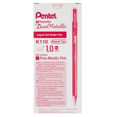 Pentel 飛龍文具 凝膠筆 K110-DP 1.0mm, Pink + Metallic Pink, 12入