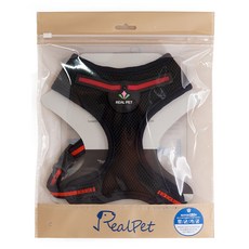 리얼펫 레드 라이트 하네스 라운드형, 블랙, 1개