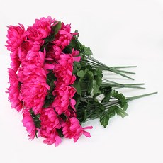 JOART 人造花 掃墓用 12頭菊花花束, 洋紅色