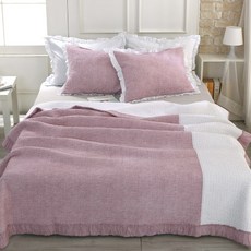 gBEDDING 拼色花朵圖案棉質薄被+床單, 粉色的