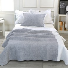 gBEDDING 拼色花朵圖案棉質薄被+床單, 灰色的