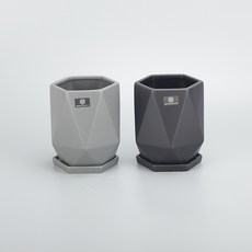 Gakkujio 啞光鑽石1114 花盆 2入組, 黑色, 灰色