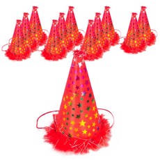 PARTYSHOW 派對之星 尖頂帽 小, 12入, 紅色