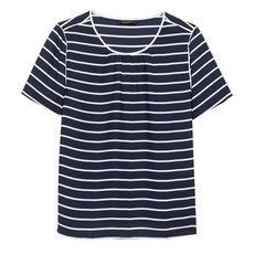 바나나리퍼블릭 여성용 쁘띠 파이프드 크루넥 블라우스