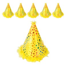 PARTYSHOW Party Star 尖頂帽 大, 黃色, 6入