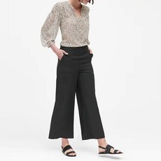 바나나리퍼블릭 여성용 쁘띠 와이드 레그 크롭 텐셀 팬츠