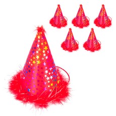 派對秀派對明星尖頂帽 大, 紅色的, 6件