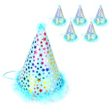 PARTYSHOW 派對星星尖頂帽 大, 藍色, 6入