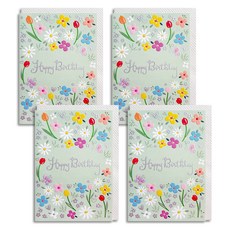 霧之國 手寫字體生日卡, 生日花朵, 4套