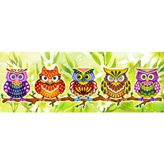 ZEZENEW 幸運貓頭鷹B1203 寶石十字繡 DIY 套組, 混合顏色, 1個