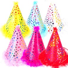 PARTYSHOW 派對之星尖頂帽 大 6入, 白色, 粉紅色, 藍色, 桃紅色, 黃色, 紅色, 1套