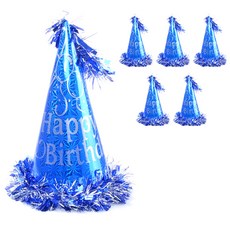 PARTYSHOW 大型流蘇生日派對帽, 藍色, 6個