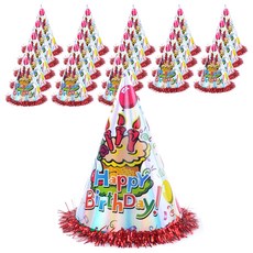 PARTYSHOW 鐳射生日派對帽 一般蛋糕, 隨機出貨, 24個