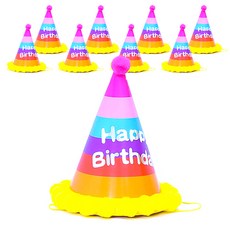 PARTYSHOW 彩虹棉球生日派對帽, 黃色, 9個