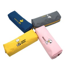 PEANUTS 史努比刺繡鉛筆盒 M號 4入, 黃色+淺粉色+深藍色+灰色, 1組