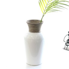 Dauef&J復古線條花瓶, 白色+棕色