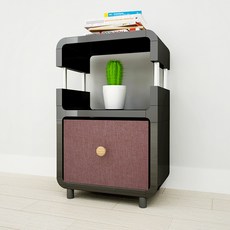 큐빅스2 협탁 S2130DB vin2-32, 블랙 + 브라운, 1개