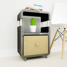 큐빅스2 협탁 S2130DB vin2-32, 블랙 + 베이지, 1개