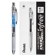 Pentel Infree 鋼珠筆 0.5mm BLN75TL-C, Energel藍, 10個