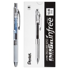 Pentel 飛龍文具 ENERGEL Infree 原子筆 0.5m BLN75TL-CA, ENERGEL藍黑色, 10個