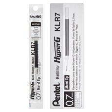 Pentel 飛龍文具 Hyper G 圓珠筆筆芯 0.7mm KLR7-AX, 黑色的, 12個
